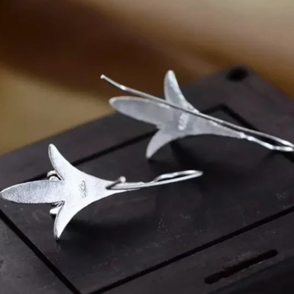 Oriental Hanging Japanese Unique Flower Earrings - Picture 5 of 6